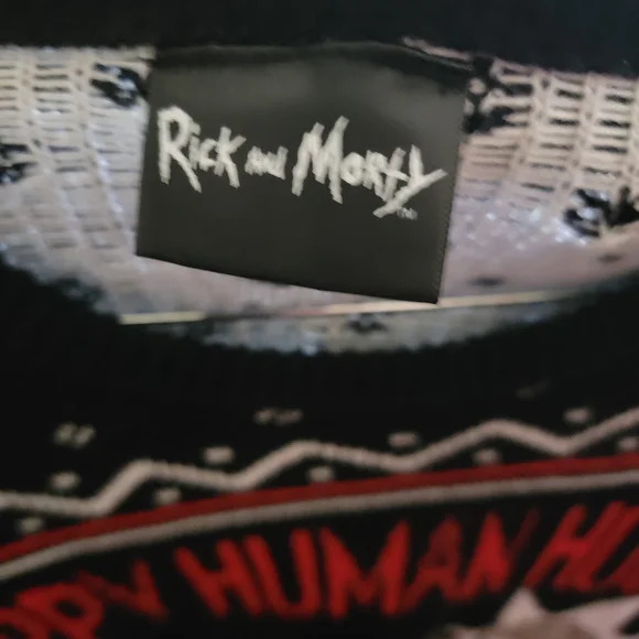 Rick & Morty Festive Black and Red Crewneck Sweater - Picture 3 of 4